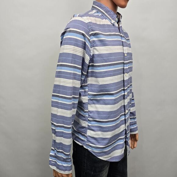 J. Crew Shirt Men M Slim Fit Blue White Multicolor Horizontal Striped L/S - Picture 7 of 11